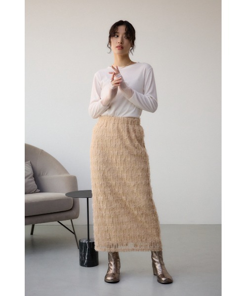 AZUL by moussy(アズールバイマウジー)の「カットレーススカート 春服 夏服 ロングスカート ウエストゴム紐付き(スカート・レディース・ブラック/ホワイト/ベージュ・FREE)」の5枚目の写真