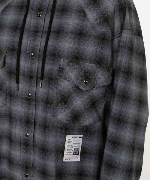 Maison MIHARA YASUHIRO(メゾンミハラヤスヒロ)の「【MIHARAYASUHIRO/ミハラヤスヒロ】SWEAT HOODIE L/S SHIRTS(シャツ/ブラウス・メンズ・ベージュ/ブラック・44/46)」の6枚目の写真