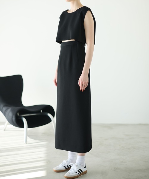 LE CIEL BLEU(ルシェルブルー)の「ハイウエストワンピース / Highwaist Onepiece(ワンピース・レディース・ブラック/グレー・38/36)」の3枚目の写真