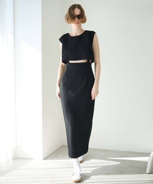 LE CIEL BLEU(ルシェルブルー)の「ハイウエストワンピース / Highwaist Onepiece(ワンピース・レディース・ブラック/グレー・38/36)」の7枚目の写真