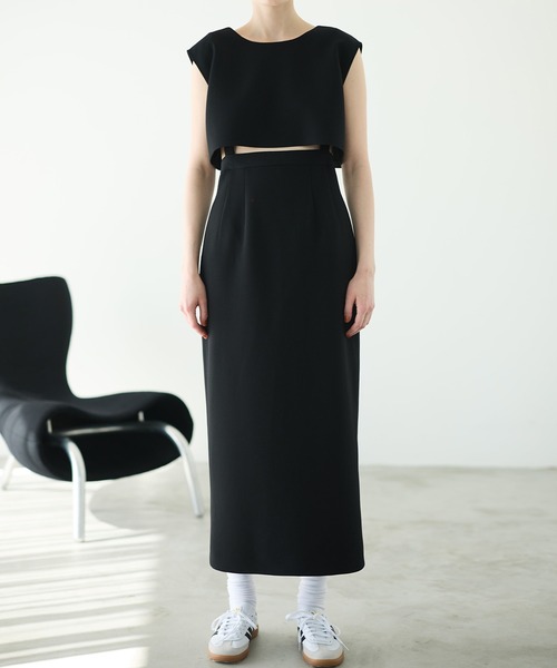 LE CIEL BLEU(ルシェルブルー)の「ハイウエストワンピース / Highwaist Onepiece(ワンピース・レディース・ブラック/グレー・38/36)」の4枚目の写真