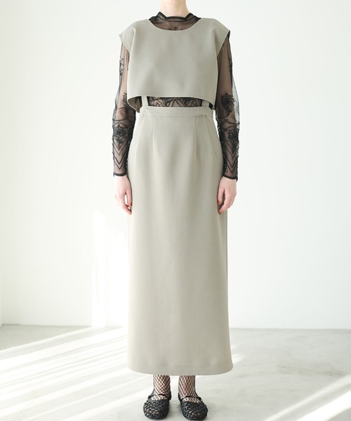 LE CIEL BLEU(ルシェルブルー)の「ハイウエストワンピース / Highwaist Onepiece(ワンピース・レディース・ブラック/グレー・38/36)」の14枚目の写真