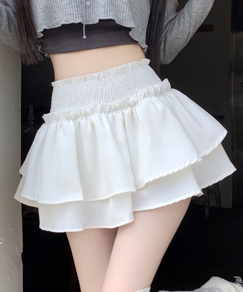 almo(アルモ)の「ティアードフリルミニスカート(se)(スカート・レディース・ブラック/ホワイト・FREE)」の5枚目の写真