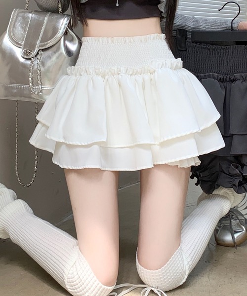 almo(アルモ)の「ティアードフリルミニスカート(se)(スカート・レディース・ブラック/ホワイト・FREE)」の8枚目の写真