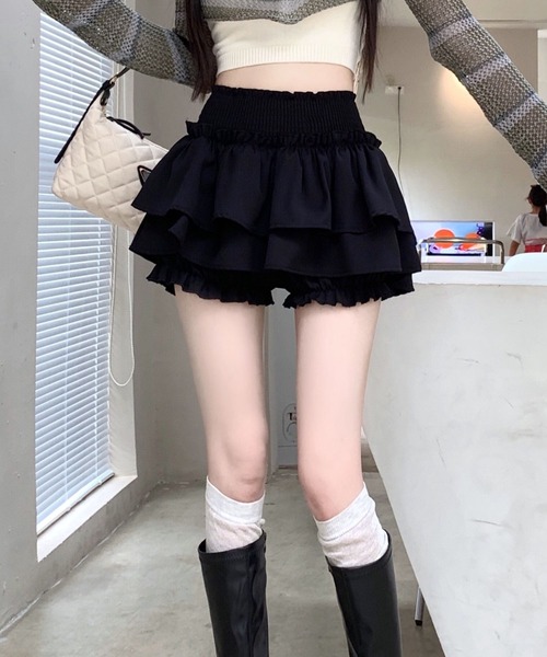almo(アルモ)の「ティアードフリルミニスカート(se)(スカート・レディース・ブラック/ホワイト・FREE)」の10枚目の写真