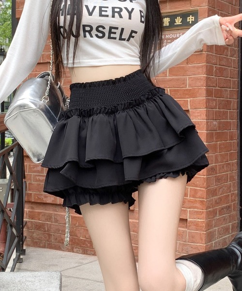 almo(アルモ)の「ティアードフリルミニスカート(se)(スカート・レディース・ブラック/ホワイト・FREE)」の12枚目の写真