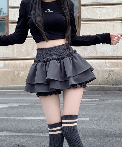 almo(アルモ)の「ティアードフリルミニスカート(se)(スカート・レディース・ブラック/ホワイト・FREE)」の17枚目の写真