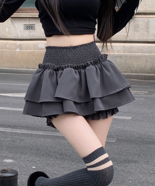 almo(アルモ)の「ティアードフリルミニスカート(se)(スカート・レディース・ブラック/ホワイト・FREE)」の19枚目の写真