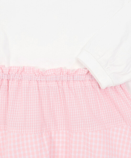 Noeil aime BeBe(ノイユエイムベベ)の「【お揃い】ギンガムティアードドッキングワンピース(80~130cm)(ワンピース・キッズ・ブルー系その他2/ピンク系その他・110cm/120cm/100cm/130cm/90cm)」の4枚目の写真