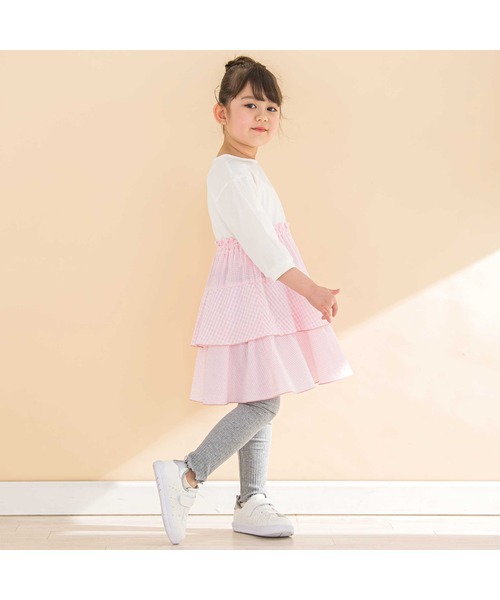 Noeil aime BeBe(ノイユエイムベベ)の「【お揃い】ギンガムティアードドッキングワンピース(80~130cm)(ワンピース・キッズ・ブルー系その他2/ピンク系その他・110cm/120cm/100cm/130cm/90cm)」の10枚目の写真