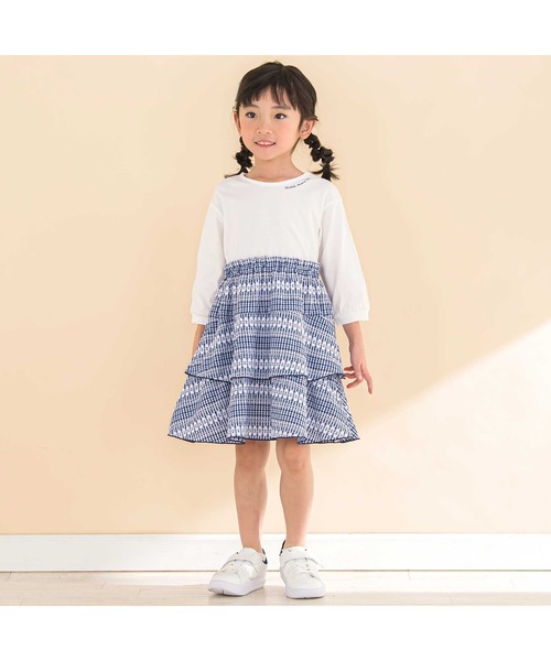 Noeil aime BeBe(ノイユエイムベベ)の「【お揃い】ギンガムティアードドッキングワンピース(80~130cm)(ワンピース・キッズ・ブルー系その他2/ピンク系その他・110cm/120cm/100cm/130cm/90cm)」の7枚目の写真