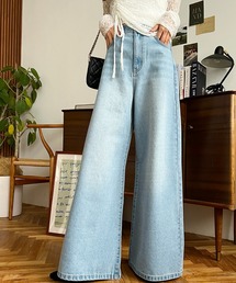 ワイドフレアパンツ ワイド フレア」に該当するブルー・ネイビー