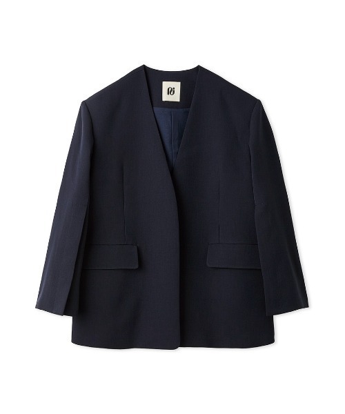 TONAL ノーカラージャケット　ネイビー　38 ポリエステル　無地　新品 ノーカラージャケット - SOÉJU online store｜上質な大人の女性