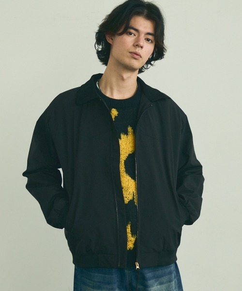 【極美品】バーバリー ジャケット ネイビー ウール ジップアップ コーデュロイ襟 別注 リラックスフィット 襟コーデュロイ切り替え ジップアップ