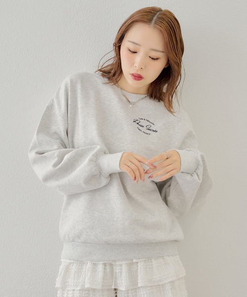 Chico（チコ）の「胸刺繍ロゴスウェット（Tシャツ/カットソー・レディース・グレー/ネイビー/オートミール/ピンク・FREE）」の3枚目の写真