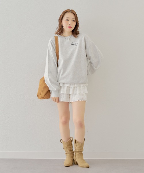 Chico（チコ）の「胸刺繍ロゴスウェット（Tシャツ/カットソー・レディース・グレー/ネイビー/オートミール/ピンク・FREE）」の7枚目の写真