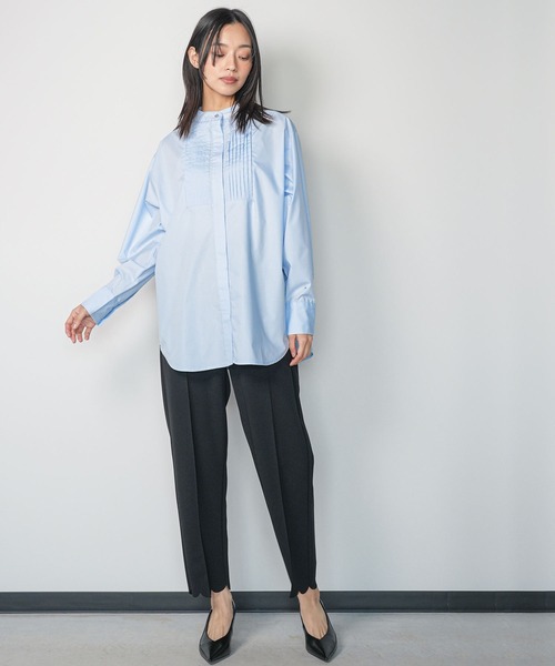 mili an deni（ミリアンデニ）の「ノーカラータキシードシャツ（シャツ/ブラウス・レディース・ブラック/サックスブルー/ブルー/オフホワイト・L/M）」の17枚目の写真