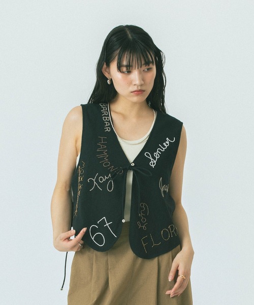 ROSE BUD◆ベスト/FREE/ポリエステル/BLK/総柄/600-4116002 BEADS EMBROIDERY VEST（ベスト）｜ROSE BUD（ローズバッド）の