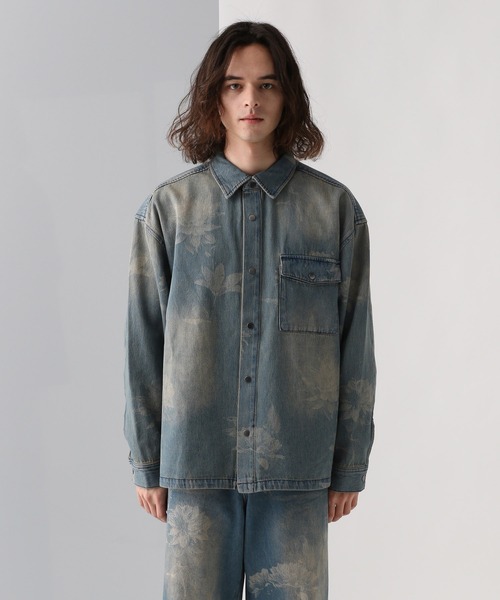 HARE（ハレ）の「【SET UP対応】フラワープリントデニムBIGシャツ(HARE)（シャツ/ブラウス・メンズ・ブラック/ブルー・FREE）」の9枚目の写真