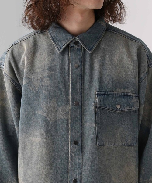 HARE（ハレ）の「【SET UP対応】フラワープリントデニムBIGシャツ(HARE)（シャツ/ブラウス・メンズ・ブラック/ブルー・FREE）」の12枚目の写真