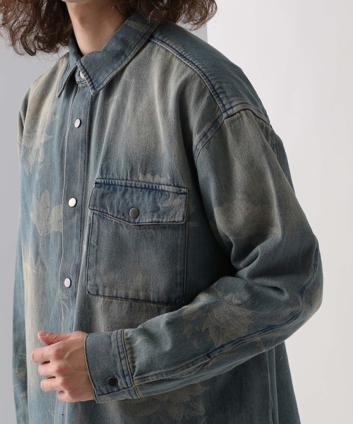 HARE（ハレ）の「【SET UP対応】フラワープリントデニムBIGシャツ(HARE)（シャツ/ブラウス・メンズ・ブラック/ブルー・FREE）」の14枚目の写真