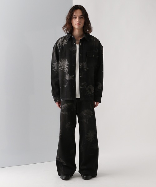 HARE（ハレ）の「【SET UP対応】フラワープリントデニムBIGシャツ(HARE)（シャツ/ブラウス・メンズ・ブラック/ブルー・FREE）」の3枚目の写真