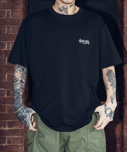 Subciety（サブサエティ）の「Stream tee（Tシャツ/カットソー・メンズ・ホワイト/オレンジ/ブラック×ブラック/ブラック・SMALL/MEDIUM/LARGE/X-LARGE/XX-LARGE）」の14枚目の写真