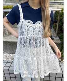 WC（ダブル シー）の「ローズポイントレースミニワンピース（ワンピース）」