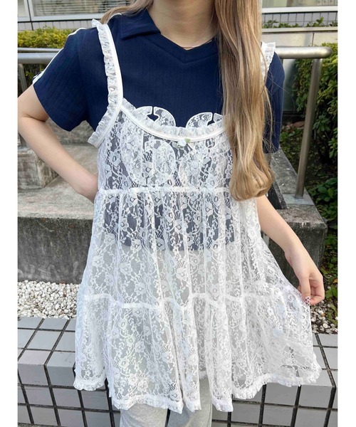 セール】ローズポイントレースミニワンピース（ワンピース）｜WC