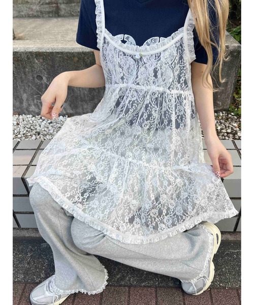 セール】ローズポイントレースミニワンピース（ワンピース）｜WC