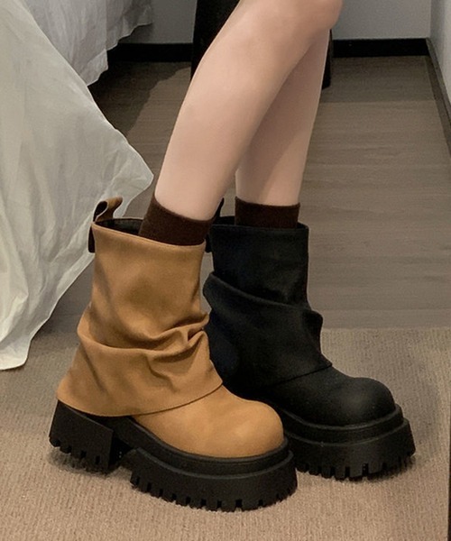 lilful（リルフル）の「厚底ショートエンジニアブーツ（ブーツ・レディース・ブラウン/ブラック・37/36/35）」の9枚目の写真