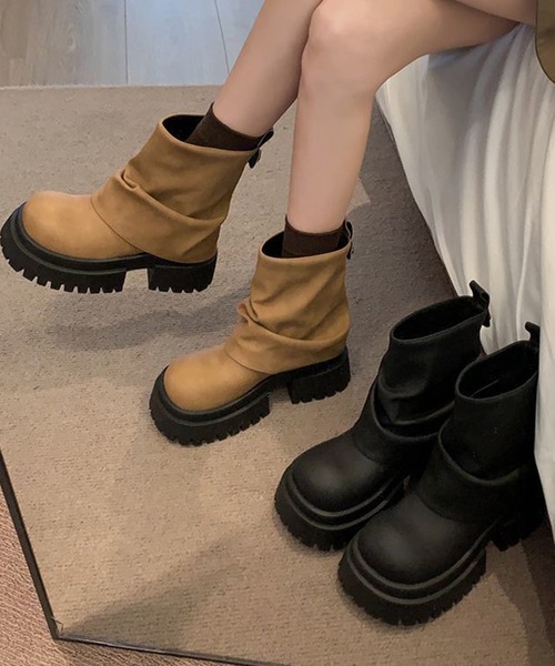 lilful（リルフル）の「厚底ショートエンジニアブーツ（ブーツ・レディース・ブラウン/ブラック・37/36/35）」の10枚目の写真