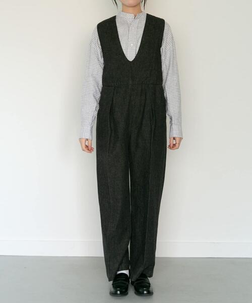 FORK&SPOON(フォークアンドスプーン)の「FORK&SPOON 綿麻デニムオールインワン(サロペット/オーバーオール・レディース・ワンウォッシュ/ブラック・1/2)」の7枚目の写真