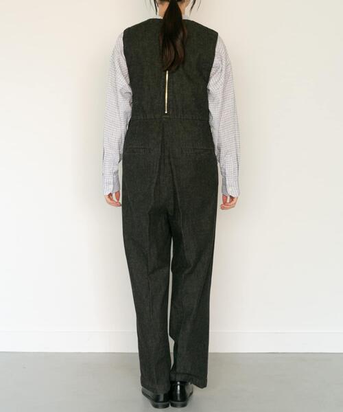 FORK&SPOON(フォークアンドスプーン)の「FORK&SPOON 綿麻デニムオールインワン(サロペット/オーバーオール・レディース・ワンウォッシュ/ブラック・1/2)」の5枚目の写真