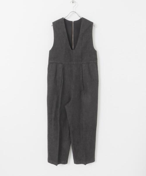 FORK&SPOON(フォークアンドスプーン)の「FORK&SPOON 綿麻デニムオールインワン(サロペット/オーバーオール・レディース・ワンウォッシュ/ブラック・1/2)」の4枚目の写真