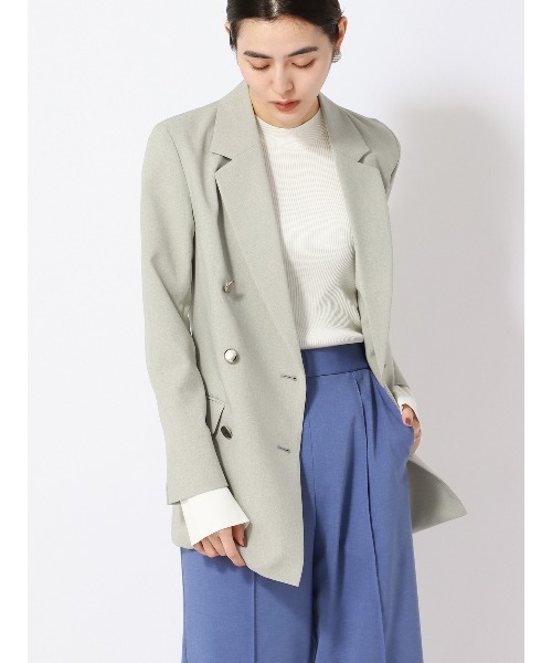 SUIT SQUARE（スーツスクエア）の「ハイネックリブニット フレアスリーブ ハンドウォッシュ ストレッチレーヨン 無地（Tシャツ/カットソー・レディース・グリーン/ホワイト/アイボリー・38(9号)）」の15枚目の写真