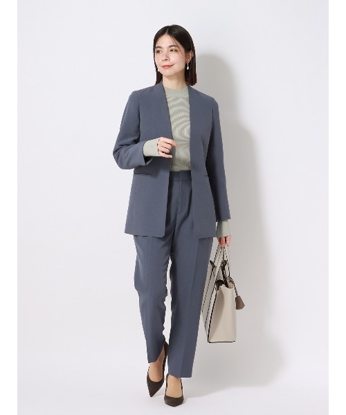 SUIT SQUARE（スーツスクエア）の「ハイネックリブニット フレアスリーブ ハンドウォッシュ ストレッチレーヨン 無地（Tシャツ/カットソー・レディース・グリーン/ホワイト/アイボリー・38(9号)）」の6枚目の写真