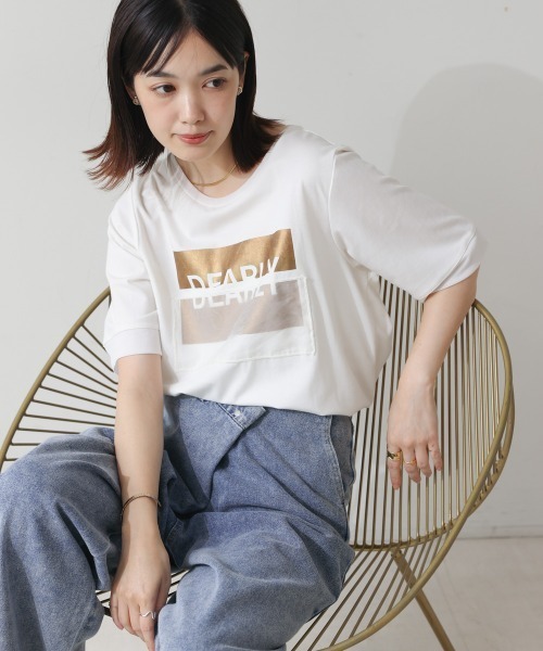 Bou Jeloud（ブージュルード）の「箔BOXロゴTEE（Tシャツ/カットソー・レディース・オフホワイト/ブラック・FREE）」の3枚目の写真