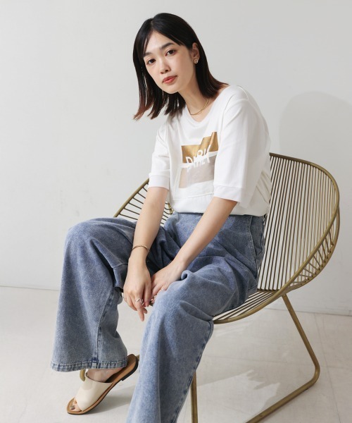 Bou Jeloud（ブージュルード）の「箔BOXロゴTEE（Tシャツ/カットソー・レディース・オフホワイト/ブラック・FREE）」の4枚目の写真