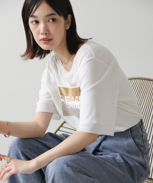 Bou Jeloud（ブージュルード）の「箔BOXロゴTEE（Tシャツ/カットソー・レディース・オフホワイト/ブラック・FREE）」の5枚目の写真