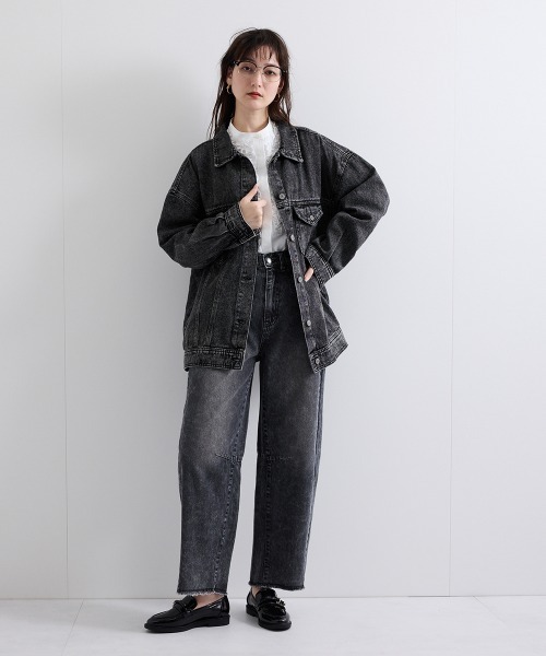 VICKY（ビッキー）の「オーバーシルエットデニムジャケット≪洗濯機で洗える≫（デニムジャケット・レディース・ブラック/ブルー/ネイビー・M/L）」の18枚目の写真