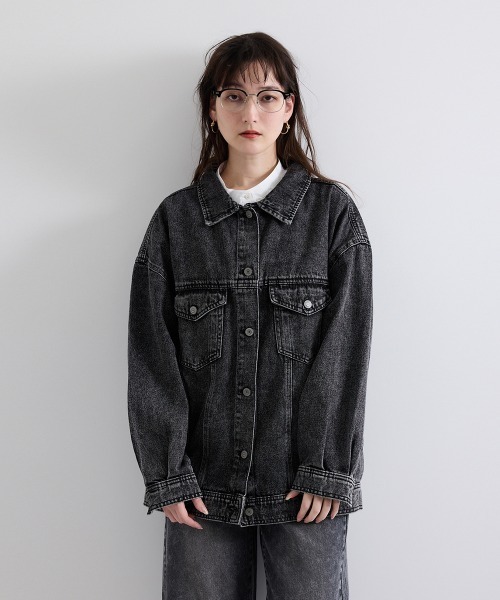 VICKY（ビッキー）の「オーバーシルエットデニムジャケット≪洗濯機で洗える≫（デニムジャケット・レディース・ブラック/ブルー/ネイビー・M/L）」の14枚目の写真