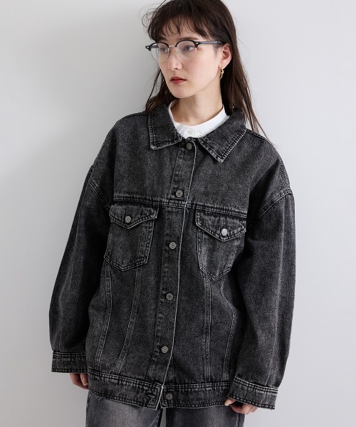 VICKY（ビッキー）の「オーバーシルエットデニムジャケット≪洗濯機で洗える≫（デニムジャケット・レディース・ブラック/ブルー/ネイビー・M/L）」の15枚目の写真