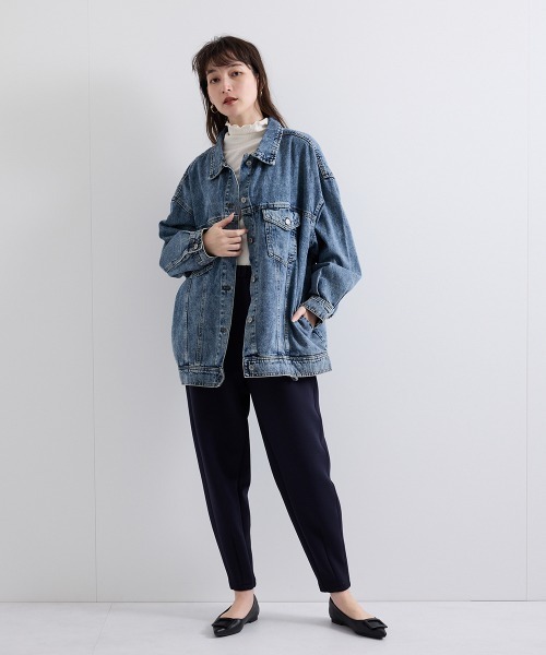 VICKY（ビッキー）の「オーバーシルエットデニムジャケット≪洗濯機で洗える≫（デニムジャケット・レディース・ブラック/ブルー/ネイビー・M/L）」の17枚目の写真