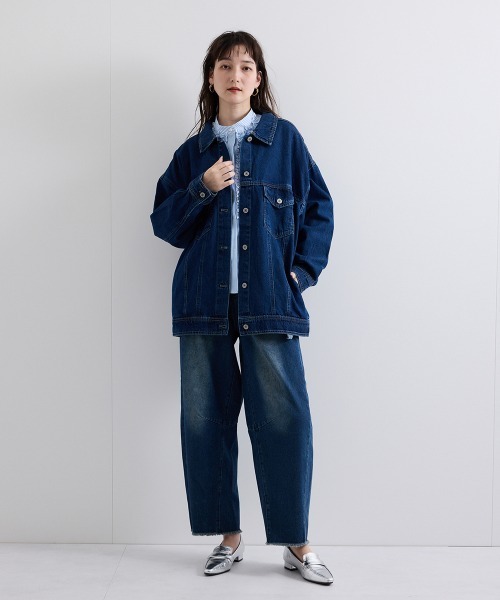 VICKY（ビッキー）の「オーバーシルエットデニムジャケット≪洗濯機で洗える≫（デニムジャケット・レディース・ブラック/ブルー/ネイビー・M/L）」の8枚目の写真