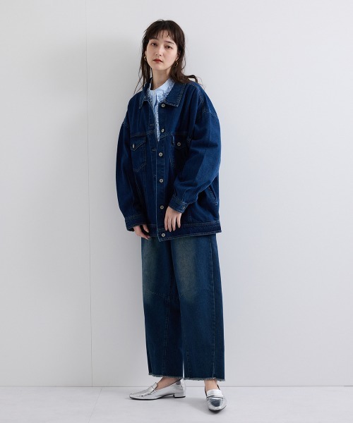 VICKY（ビッキー）の「オーバーシルエットデニムジャケット≪洗濯機で洗える≫（デニムジャケット・レディース・ブラック/ブルー/ネイビー・M/L）」の11枚目の写真