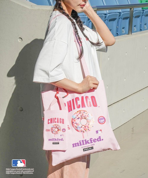MLB(メジャーリーグベースボール)の「MILKFED. × MLB TOTE(トートバッグ・レディース・ホワイト/ブラウン/ピンク/ライトブルー・ONE SIZE)」の6枚目の写真