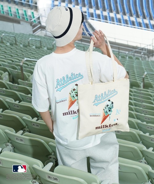 MLB(メジャーリーグベースボール)の「MILKFED. × MLB TOTE(トートバッグ・レディース・ホワイト/ブラウン/ピンク/ライトブルー・ONE SIZE)」の8枚目の写真