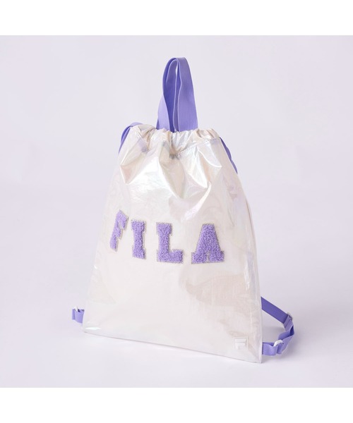 FILA(フィラ)の「FILA フィラ ナップザック 開閉簡単 ブランド ロゴ オーロラ スポーツバッグ プールバッグ 巾着バッグ(バックパック/リュック・キッズ・サックスブルー/ピンク/ホワイト/イエロー・FREE)」の2枚目の写真
