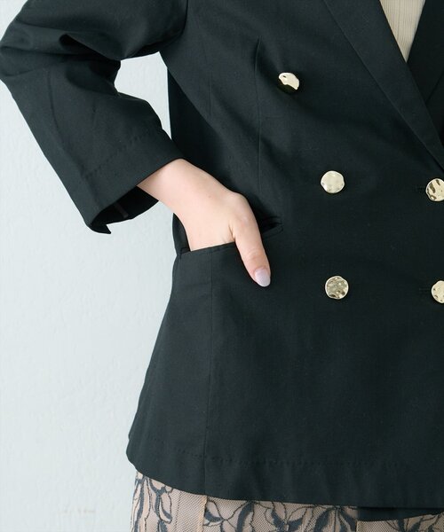 natural couture（ナチュラルクチュール）の「osonoべこべこ金釦綿麻テーラードジャケット（ブルゾン・レディース・ネイビー/ベージュ/ブラック/ライトベージュ・FREE）」の19枚目の写真